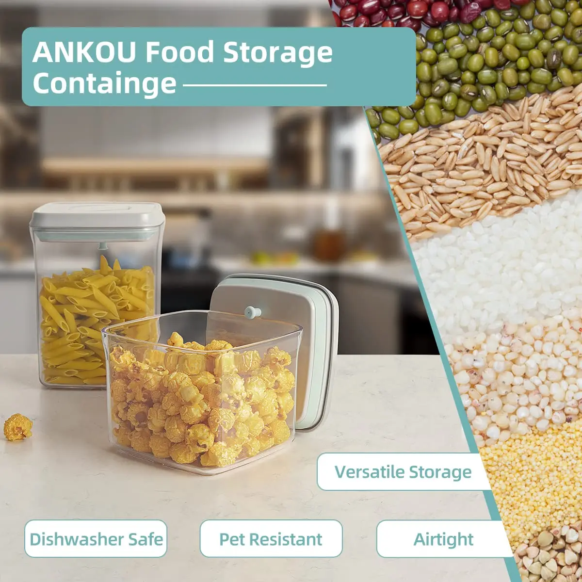 Ankou Airtight Food Storage Container Set - 4 Pack | Stackable BPA-Free Transparent Containers (0.32 QT each) - view 6