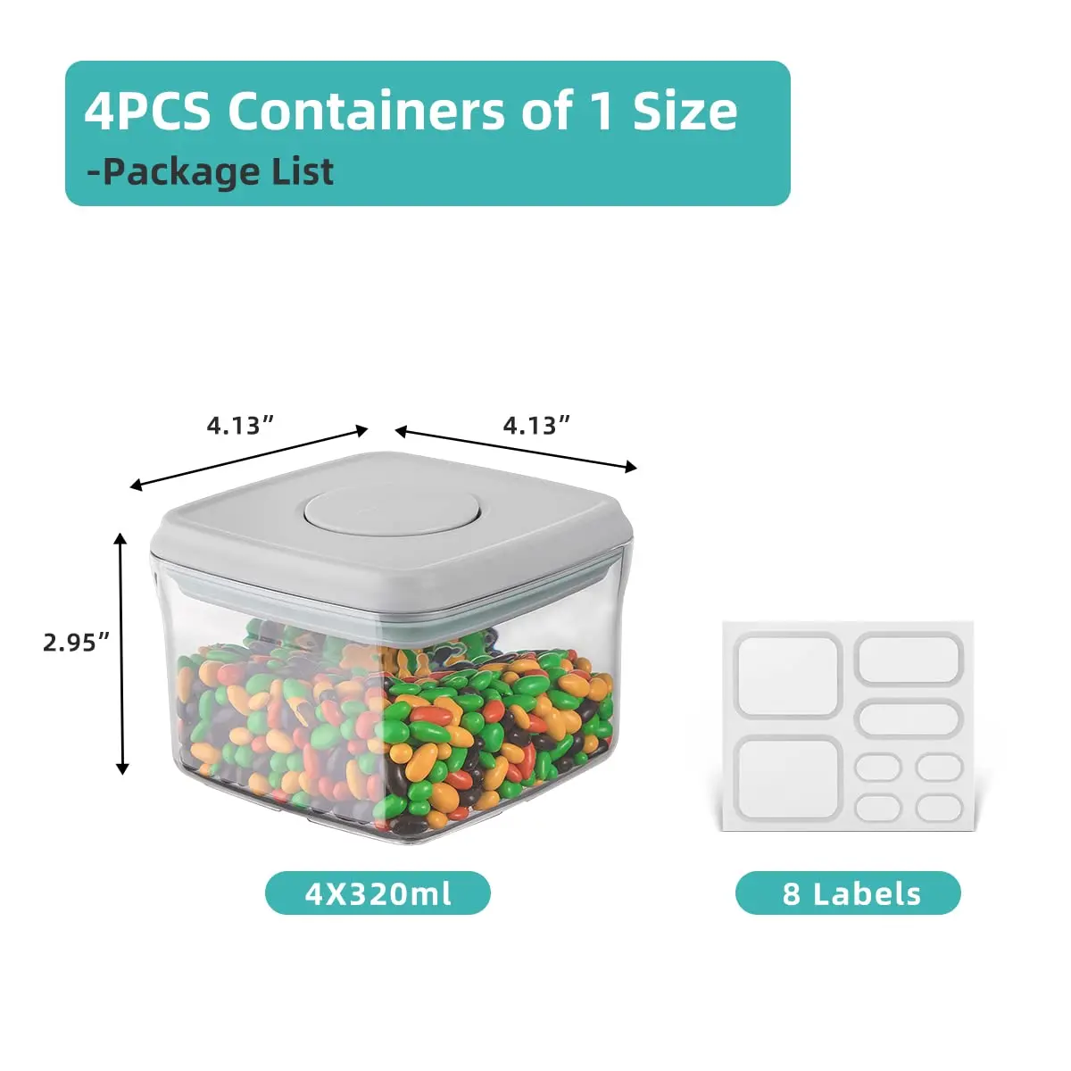 Ankou Airtight Food Storage Container Set - 4 Pack | Stackable BPA-Free Transparent Containers (0.32 QT each) - view 2