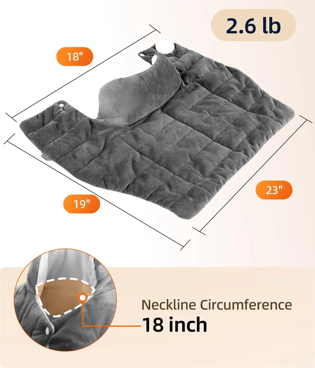 Comfytemp Weighted Heating Pad for Neck Shoulders Back 1.2 kg (2.6 lb) | 9 Heat Settings, 11 Auto-Off Timers, Machine Washable - view 6