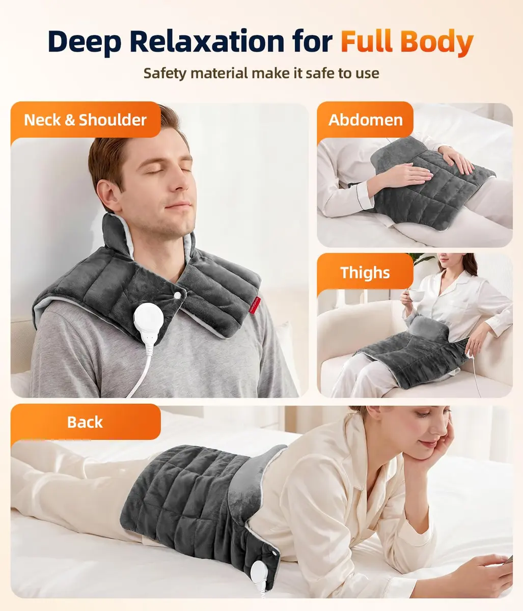 Comfytemp Weighted Heating Pad for Neck Shoulders Back 1.2 kg (2.6 lb) | 9 Heat Settings, 11 Auto-Off Timers, Machine Washable - view 7
