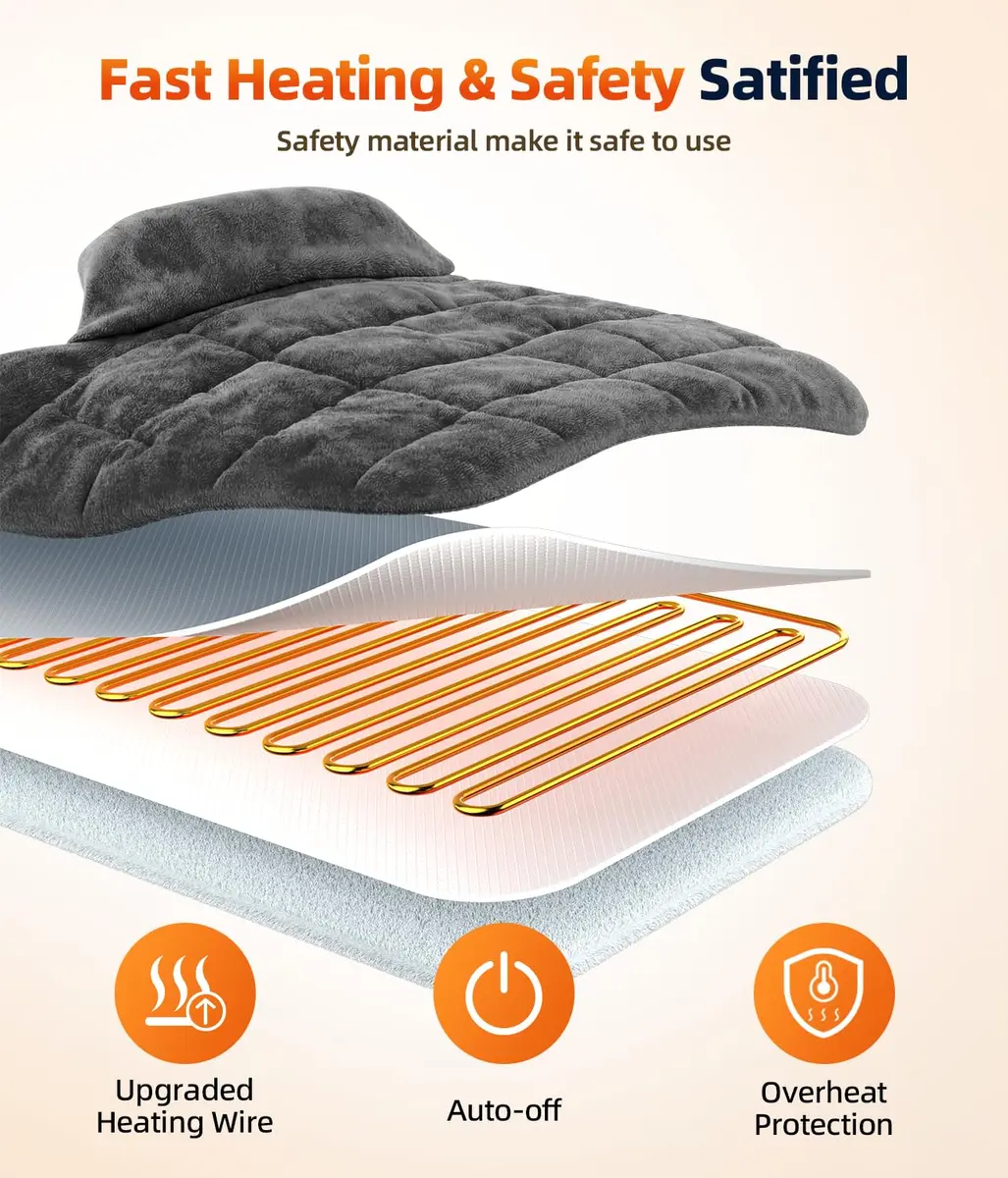 Comfytemp Weighted Heating Pad for Neck Shoulders Back 1.2 kg (2.6 lb) | 9 Heat Settings, 11 Auto-Off Timers, Machine Washable - view 9