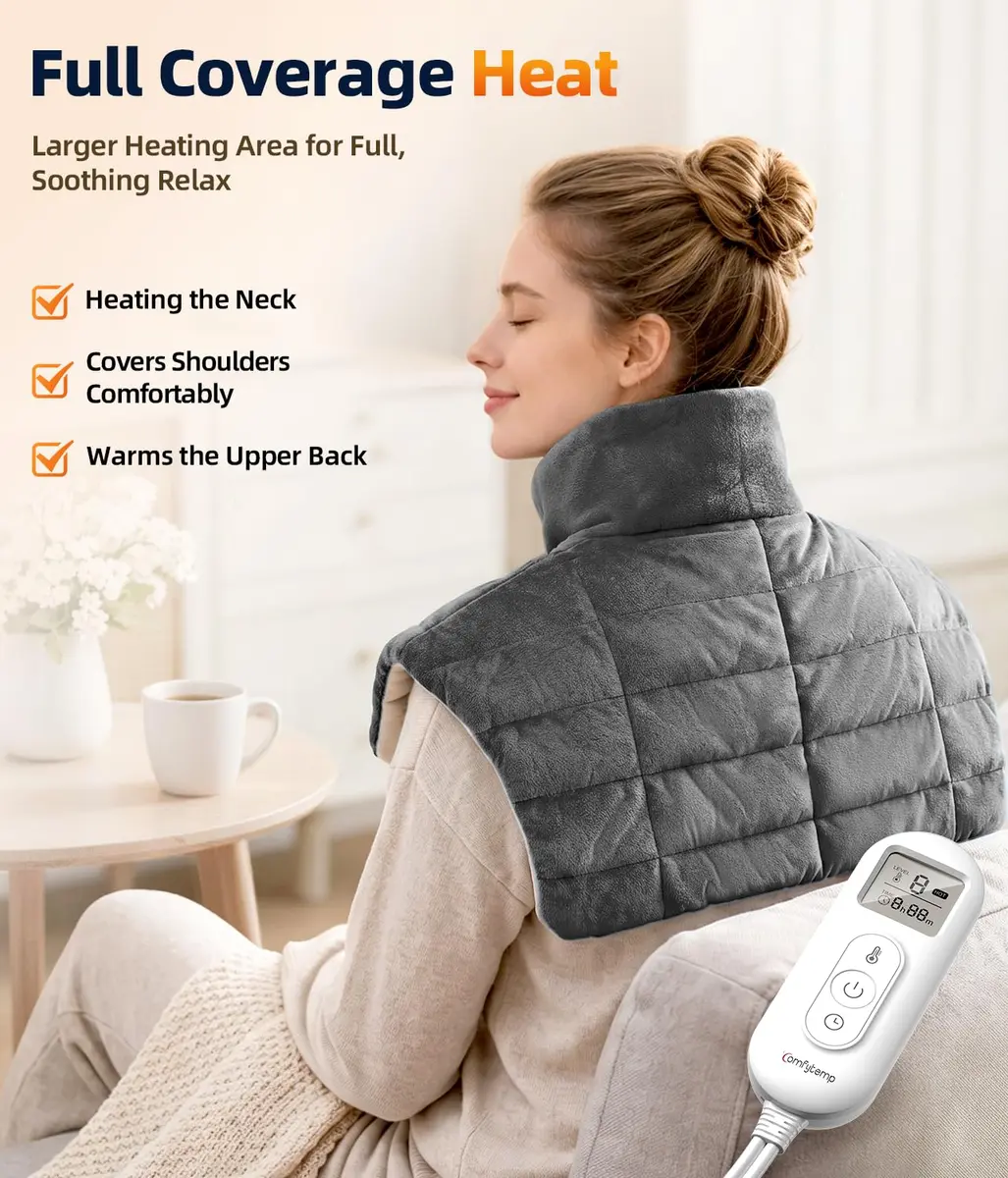 Comfytemp Weighted Heating Pad for Neck Shoulders Back 1.2 kg (2.6 lb) | 9 Heat Settings, 11 Auto-Off Timers, Machine Washable - view 3