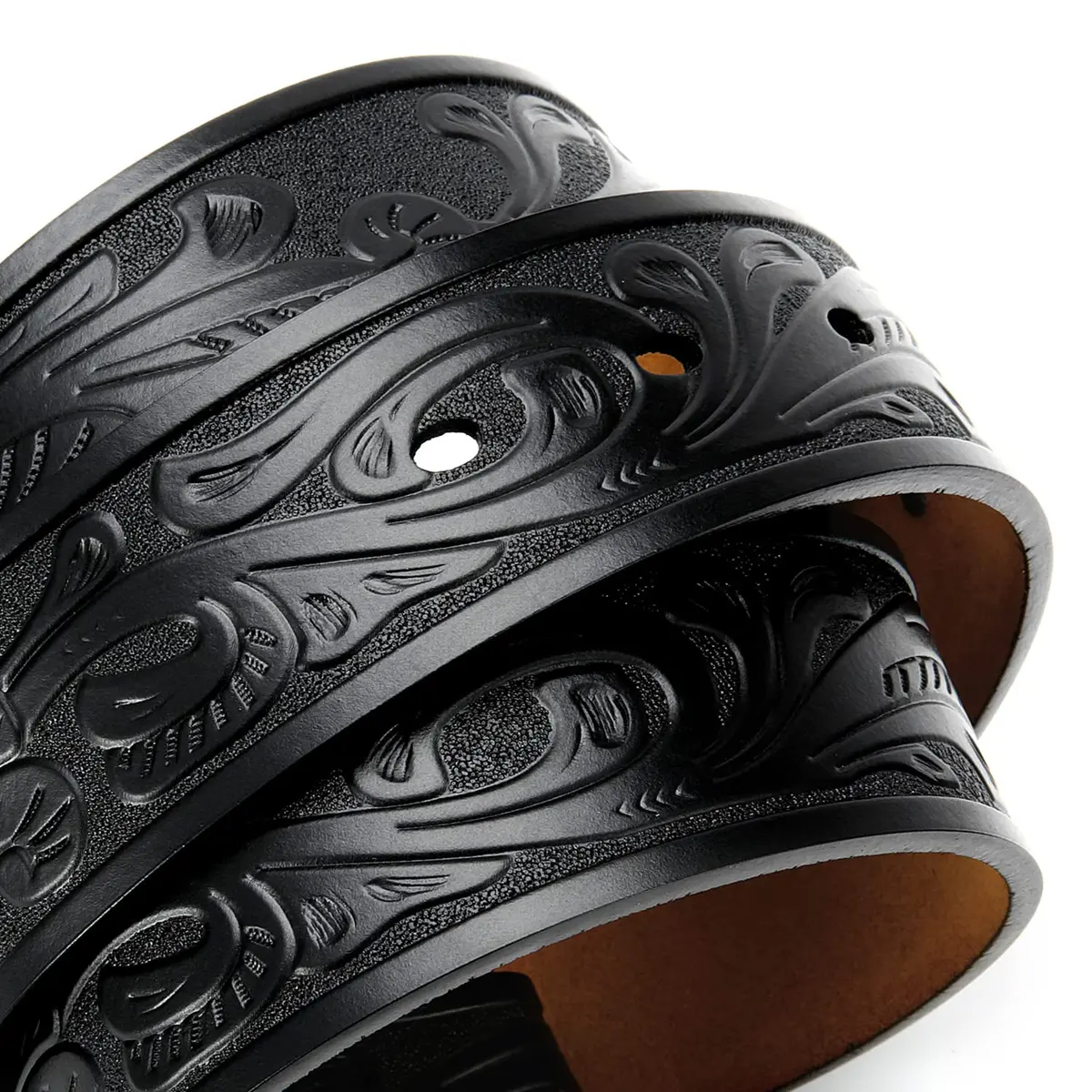CHAOREN Western Belt Strap 1.5" (3.8 cm) Full Grain Leather | Floral Black - view 5