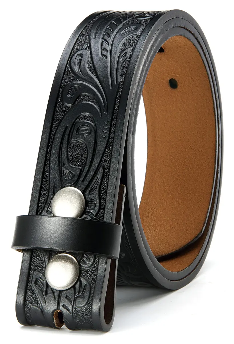 CHAOREN Western Belt Strap 1.5" (3.8 cm) Full Grain Leather | Floral Black - view 4