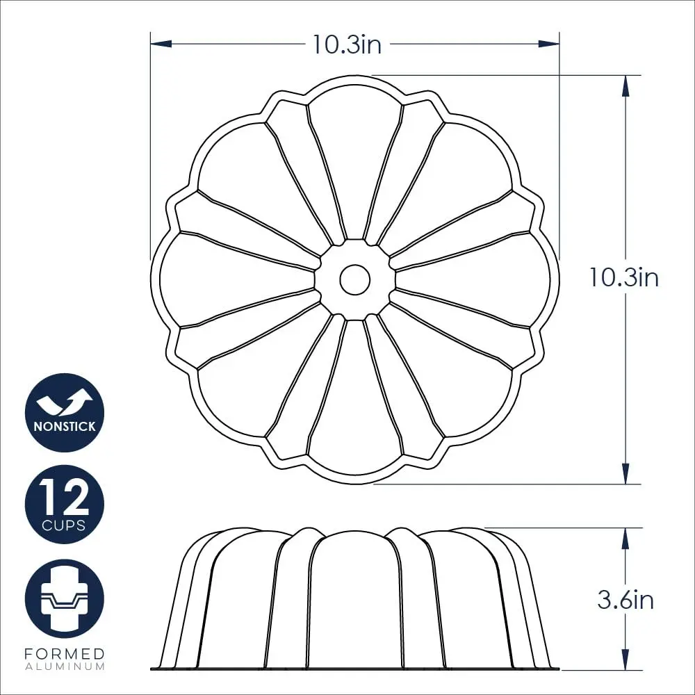Nordic Ware Formed Treat Bundt Pan 12 Cup 2.84 L (12 Cup) Silver | Bakes Picture-Perfect Cakes With Ease - view 4