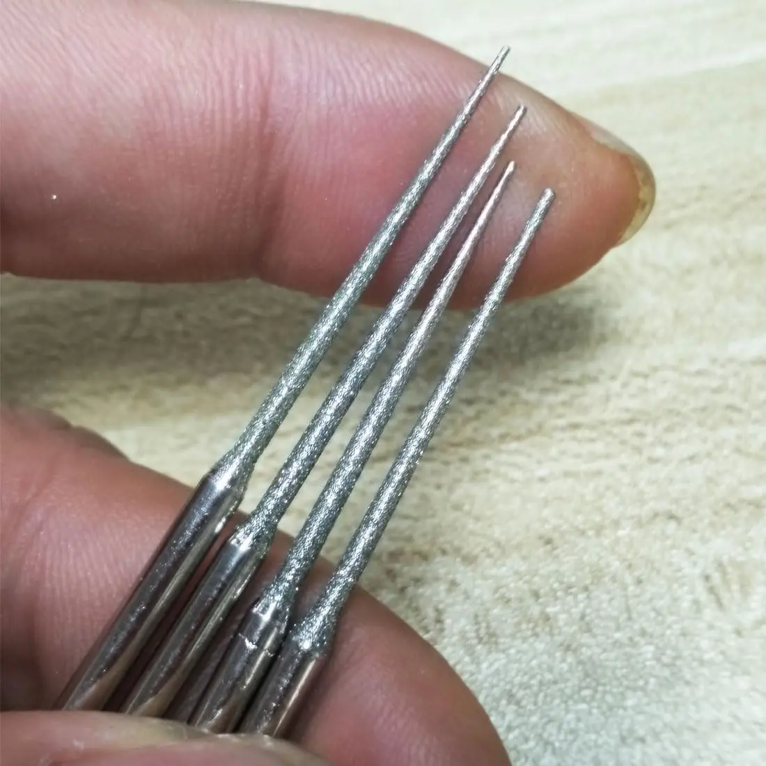 Luo ke 10pcs 3mm Shank Diamond Grinding Head Burr Punch Needle Drilling Bits Small Cone 1mm | Rotary Tool Accessories - view 3