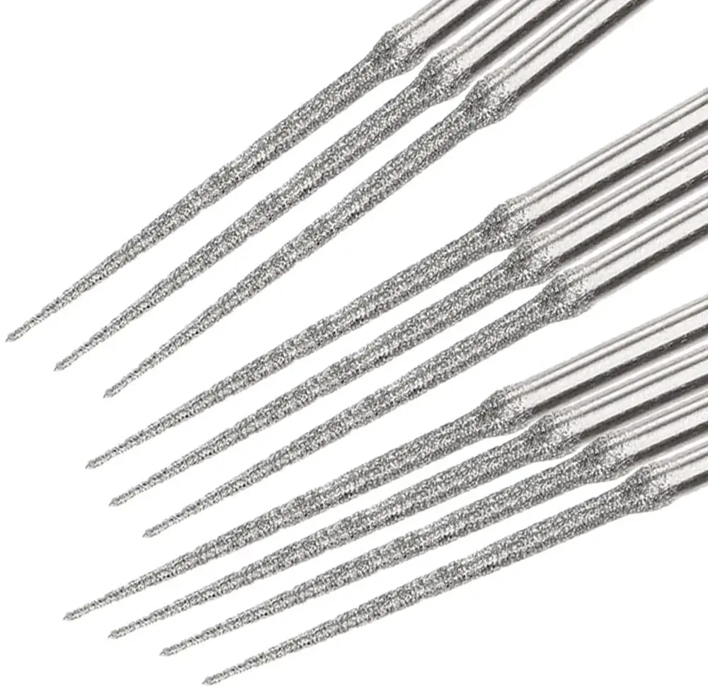 Luo ke 10pcs 3mm Shank Diamond Grinding Head Burr Punch Needle Drilling Bits Small Cone 1mm | Rotary Tool Accessories - main product image