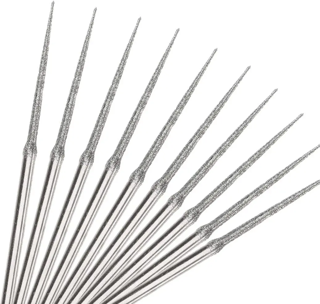 Luo ke 10pcs 3mm Shank Diamond Grinding Head Burr Punch Needle Drilling Bits Small Cone 1mm | Rotary Tool Accessories - view 2