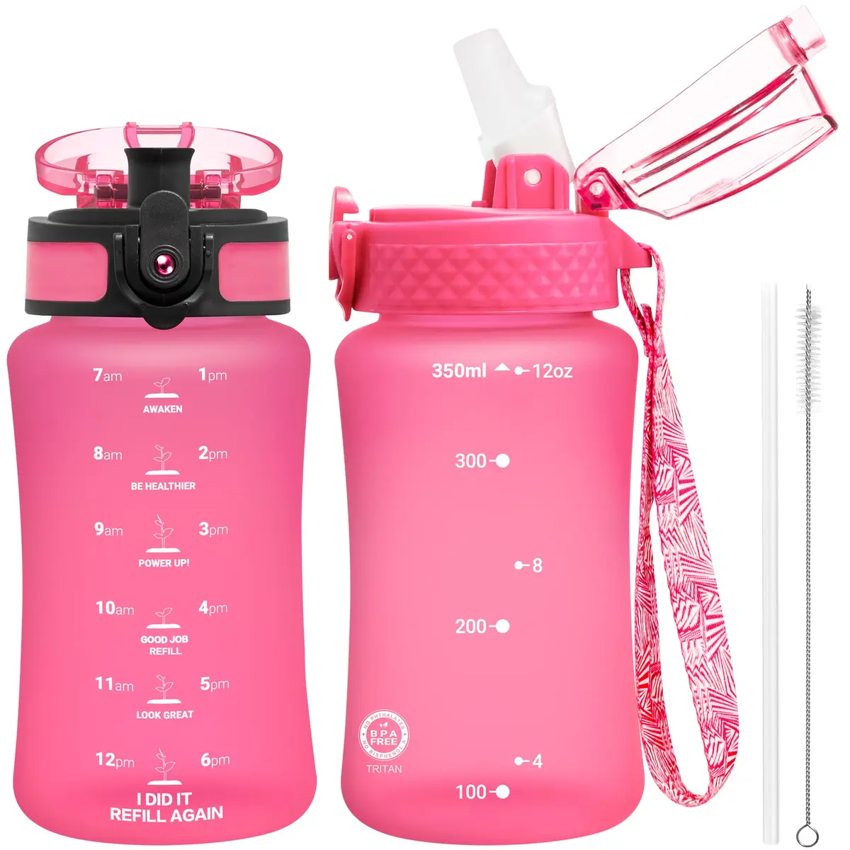 OLDLEY Kids Water Bottle for School, 355ml (12 oz) with Straw & Chug Lids | Leak-Proof Tritan Plastic - main product image