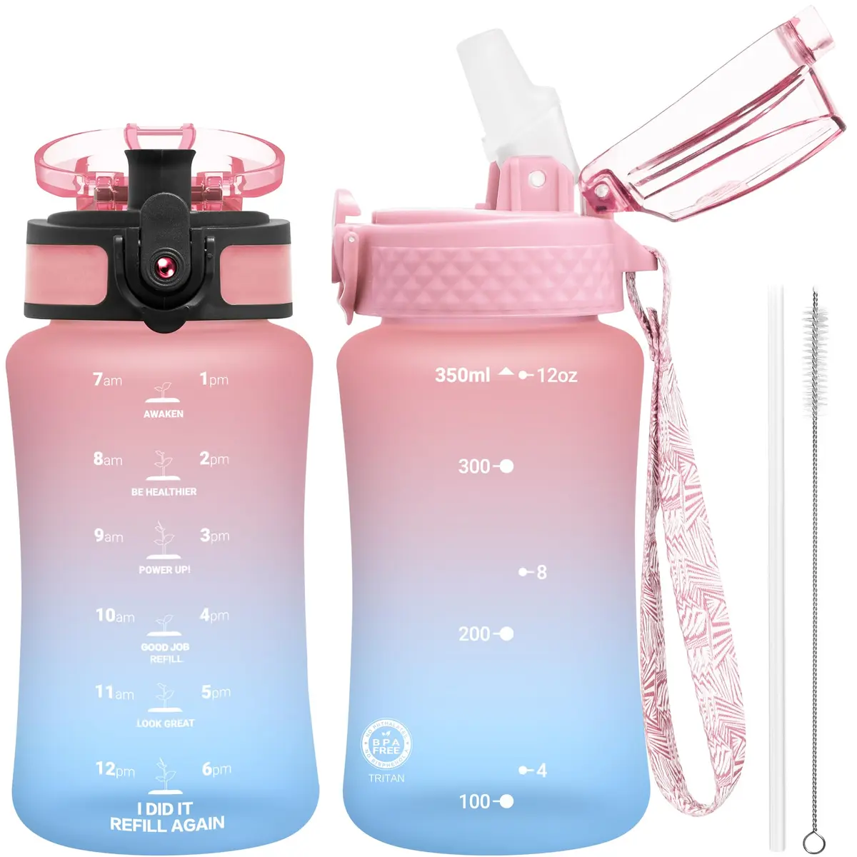 OLDLEY Kids Water Bottle 355ml (12 oz) | BPA-Free Reusable Tritan Plastic with Straw & Chug Lids - main product image