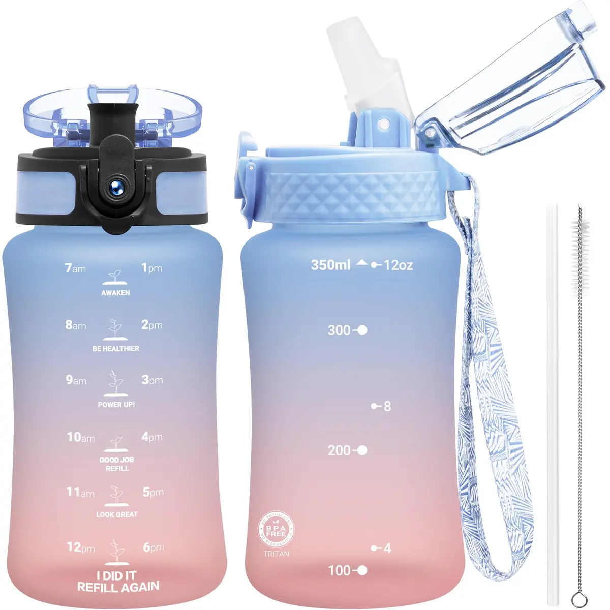OLDLEY Kids Water Bottle for School, 355ml (12 oz) with Straw & Chug Lids, BPA-Free Tritan Plastic, Leak-proof, Dreamland - main product image