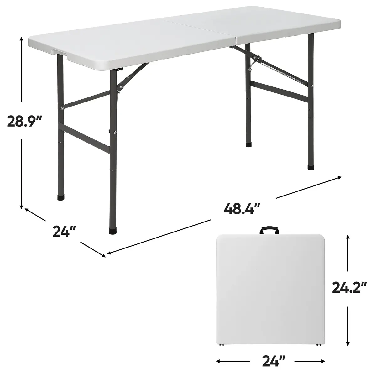ZENY 4ft Portable Folding Table White | Indoor Outdoor Picnic Party Camp Dining - view 7