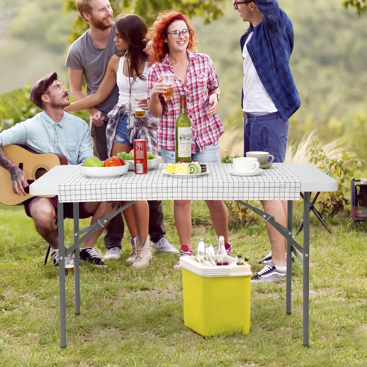 ZENY 4ft Portable Folding Table White | Indoor Outdoor Picnic Party Camp Dining - view 3