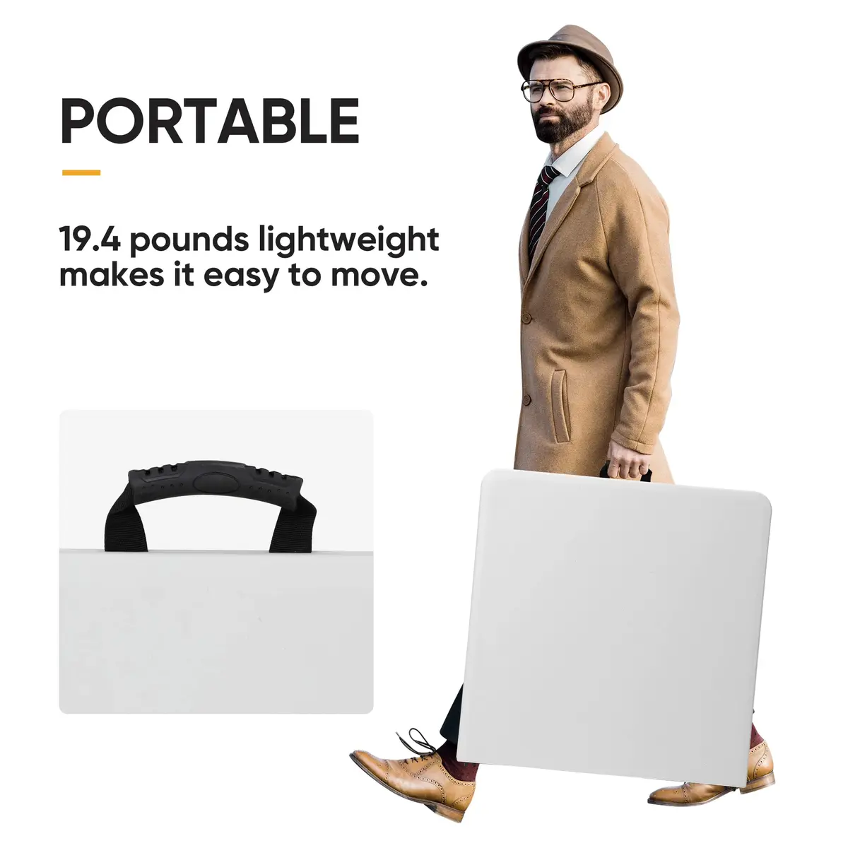 ZENY 4ft Portable Folding Table White | Indoor Outdoor Picnic Party Camp Dining - view 4
