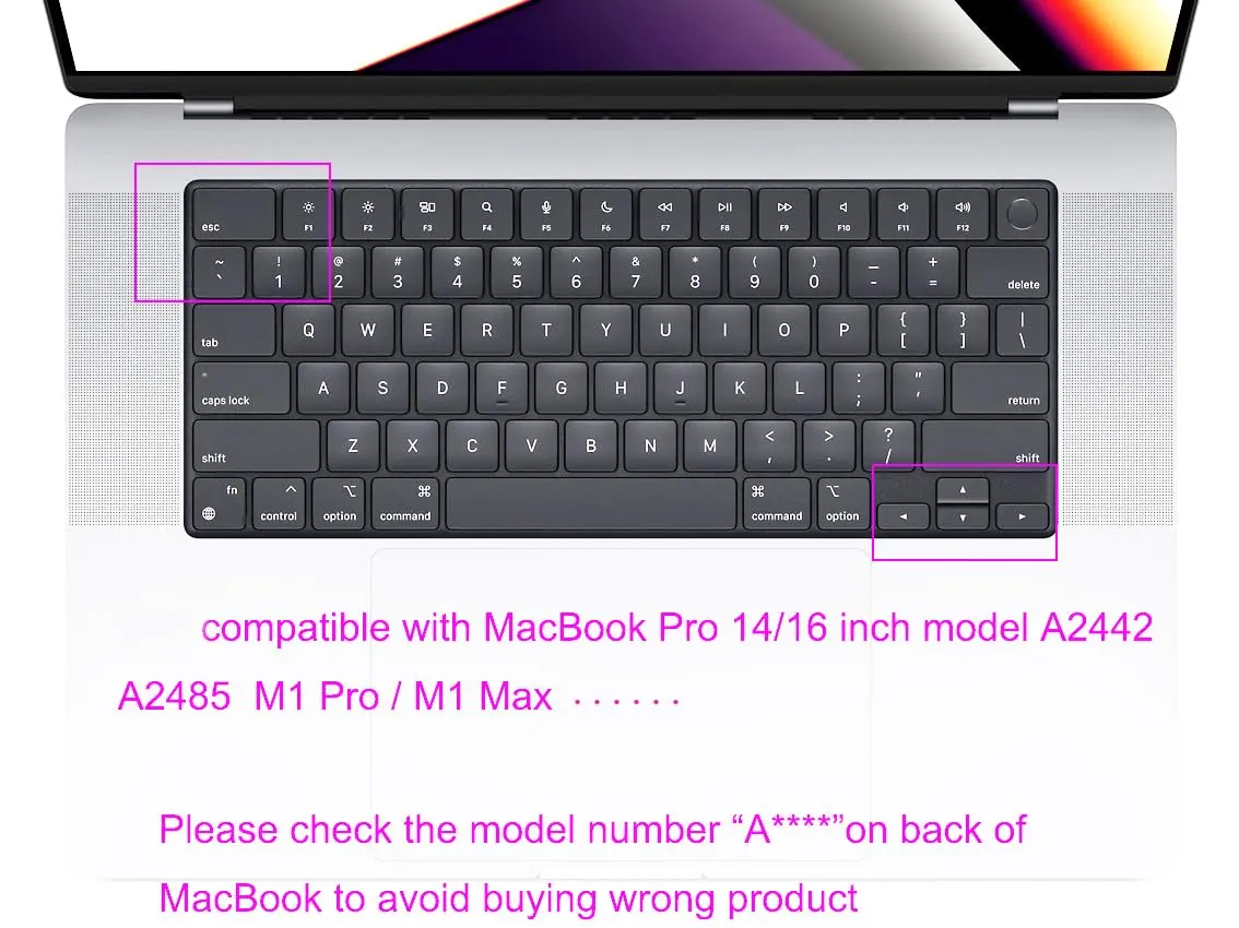 UHamn Arabic Language Keyboard Skin for MacBook Air 13.6 & 15, Pro 14 & 16 (Black, Silicone) | US Layout - view 2