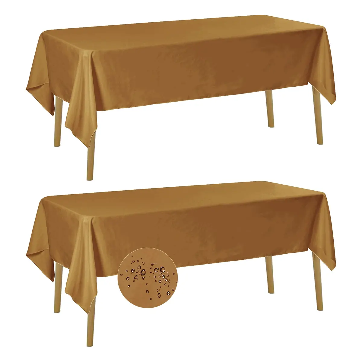 Fokitut 2 Pack Waterproof Rectangle Tablecloth 60x120 Inch | Stain & Wrinkle Resistant Polyester - main product image