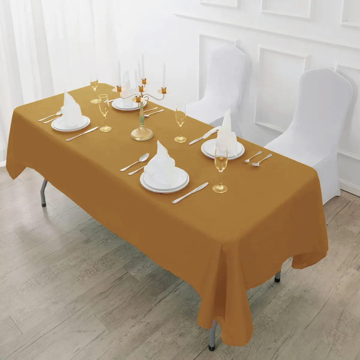 Fokitut 2 Pack Waterproof Rectangle Tablecloth 60x120 Inch | Stain & Wrinkle Resistant Polyester - view 5