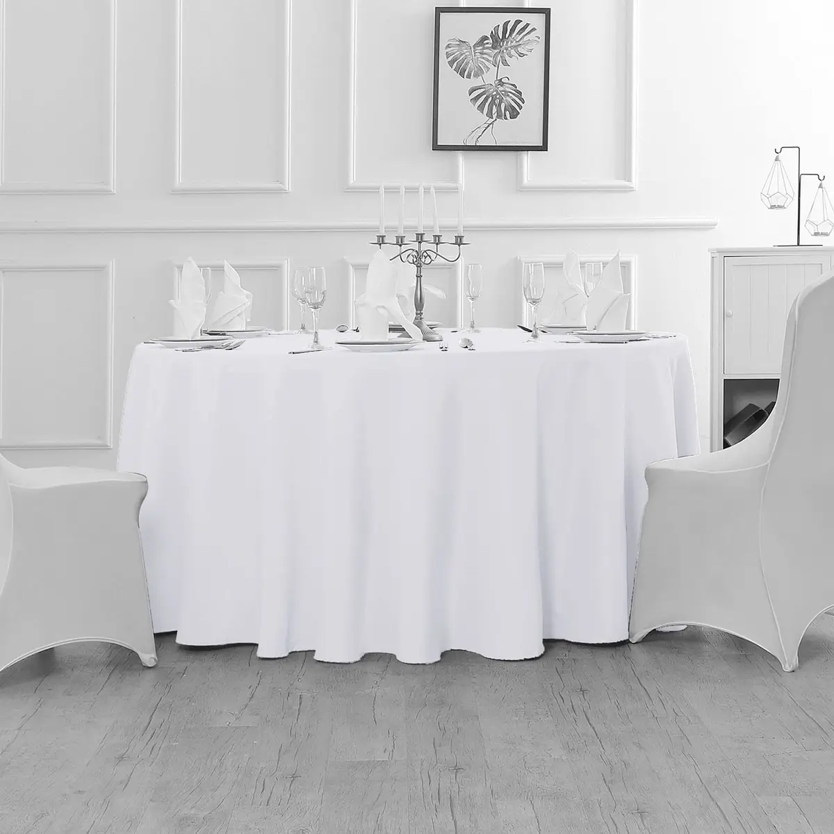 Fokitut Waterproof Round Tablecloth 70 Inch | Stain & Wrinkle Resistant Polyester - view 5