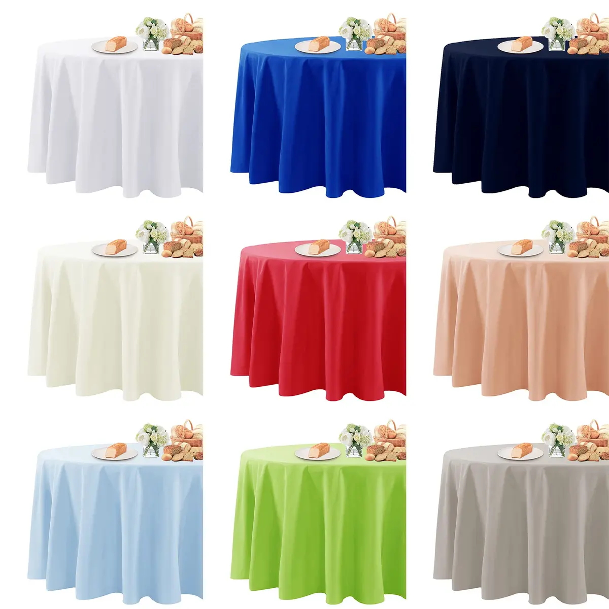 Fokitut Waterproof Round Tablecloth 70 Inch | Stain & Wrinkle Resistant Polyester - view 7