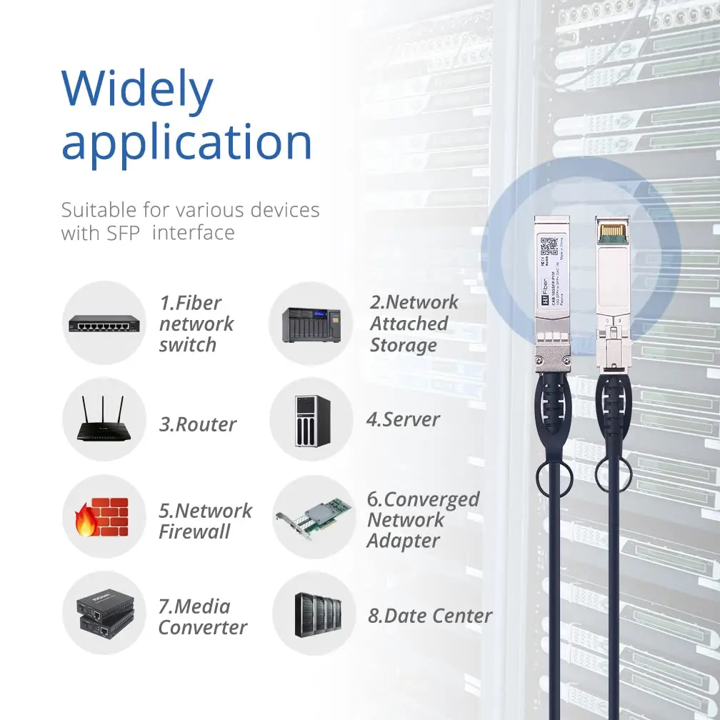 H!Fiber 1.25G SFP Cable, 0.5m | Cisco Compatible Copper Twinax Direct Attach Cable - view 5