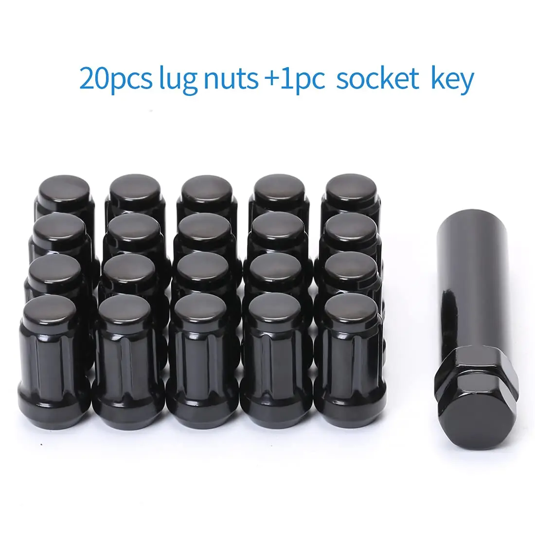 ChnewAuto M12x1.25 Black Lug Nuts 6 Spline Set of 20 | Anti-Theft Acorn Wheel Nuts - view 2