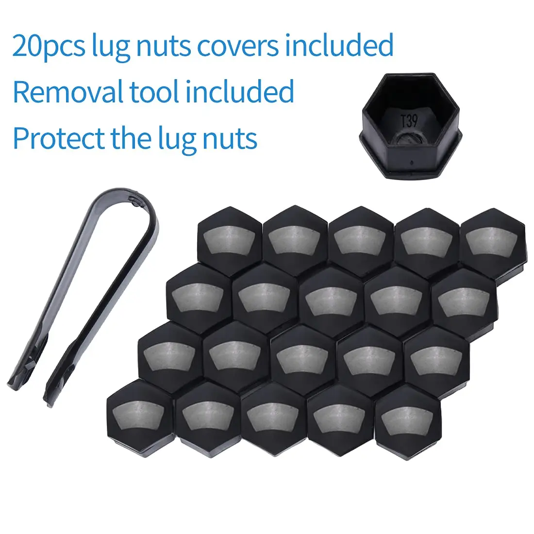 ChnewAuto M12x1.25 Black Lug Nuts 6 Spline Set of 20 | Anti-Theft Acorn Wheel Nuts - view 3