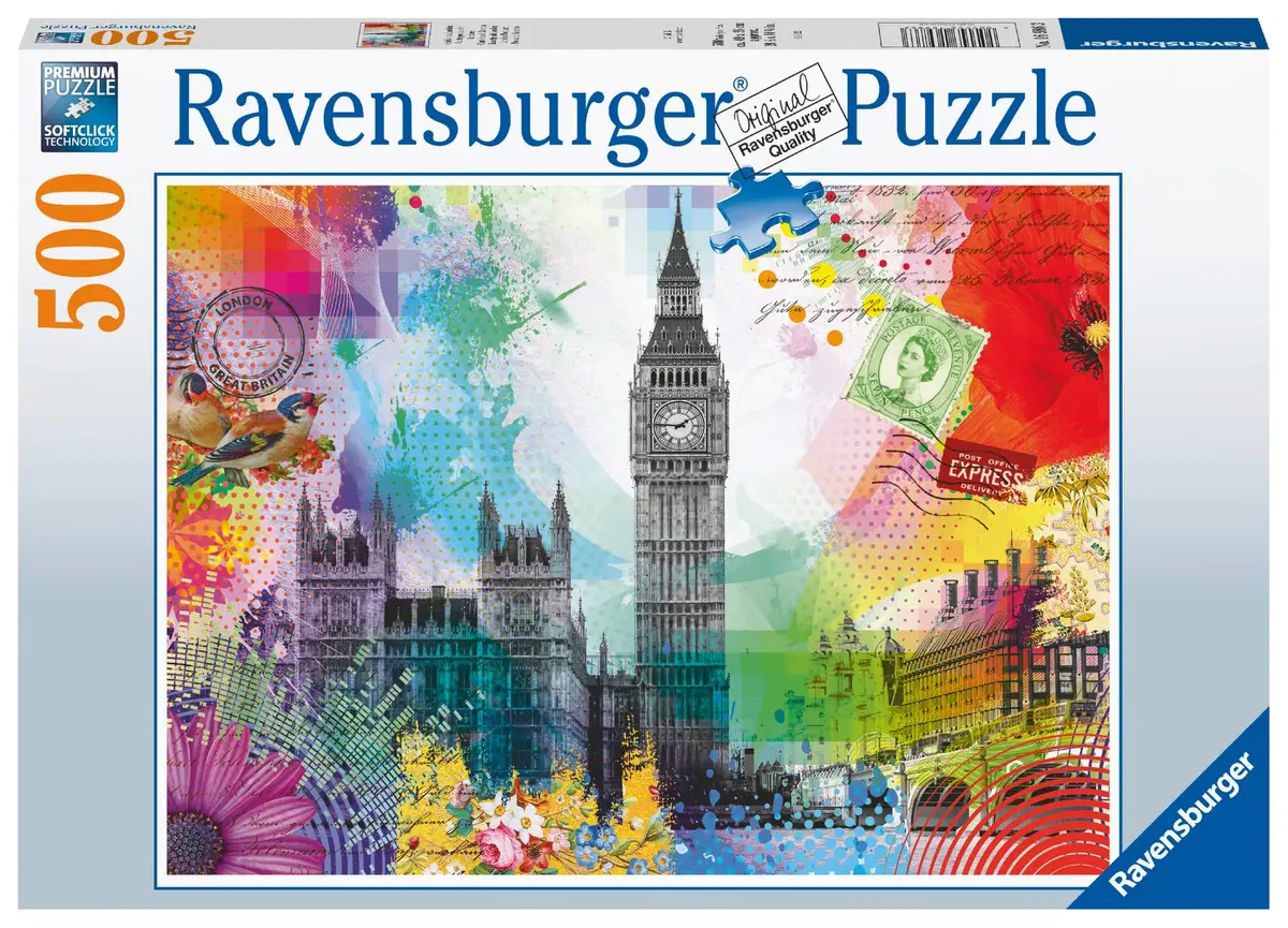 Ravensburger London Postcard 500-Piece Jigsaw Puzzle for Adults | Vibrant & Unique London Scene | Perfect Interlocking Fit | Long-Lasting Quality | Ideal for Ages 12 & Up - view 2