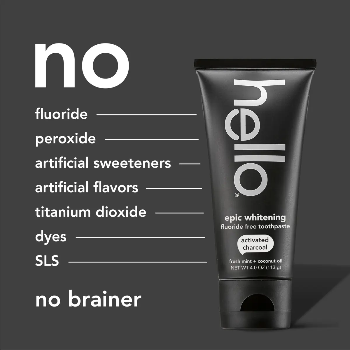hello Epic Whitening Activated Charcoal Fluoride Free Toothpaste 4 oz (118ml) Tubes | Whitens Naturally - view 6