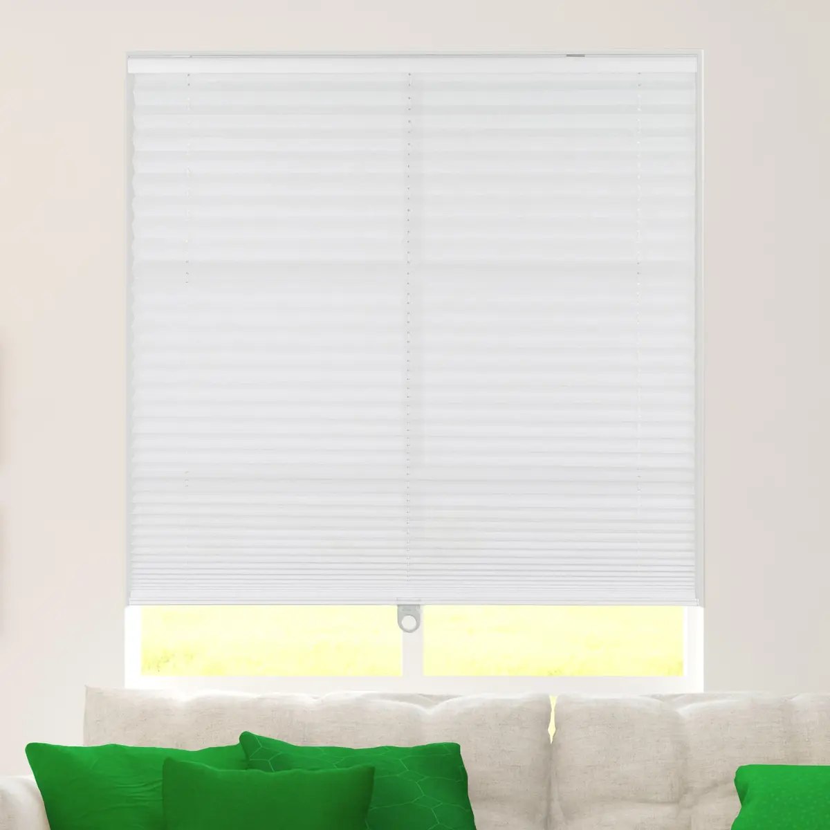 Calyx Interiors Pleated Fabric Window Shades, 40" W x 60" H, White | Cordless Light Filtering Window Shade - main product image