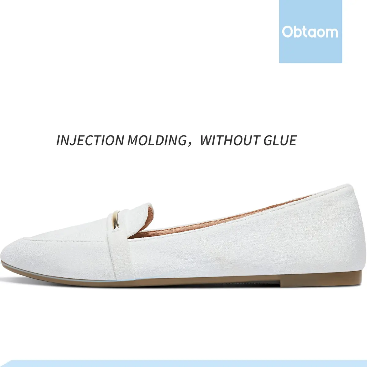 Obtaom Women's Pointy Toe Loafer Flat Comfortable Faux Suede Work Shoes, White US7 | Elegant & Breathable - view 4
