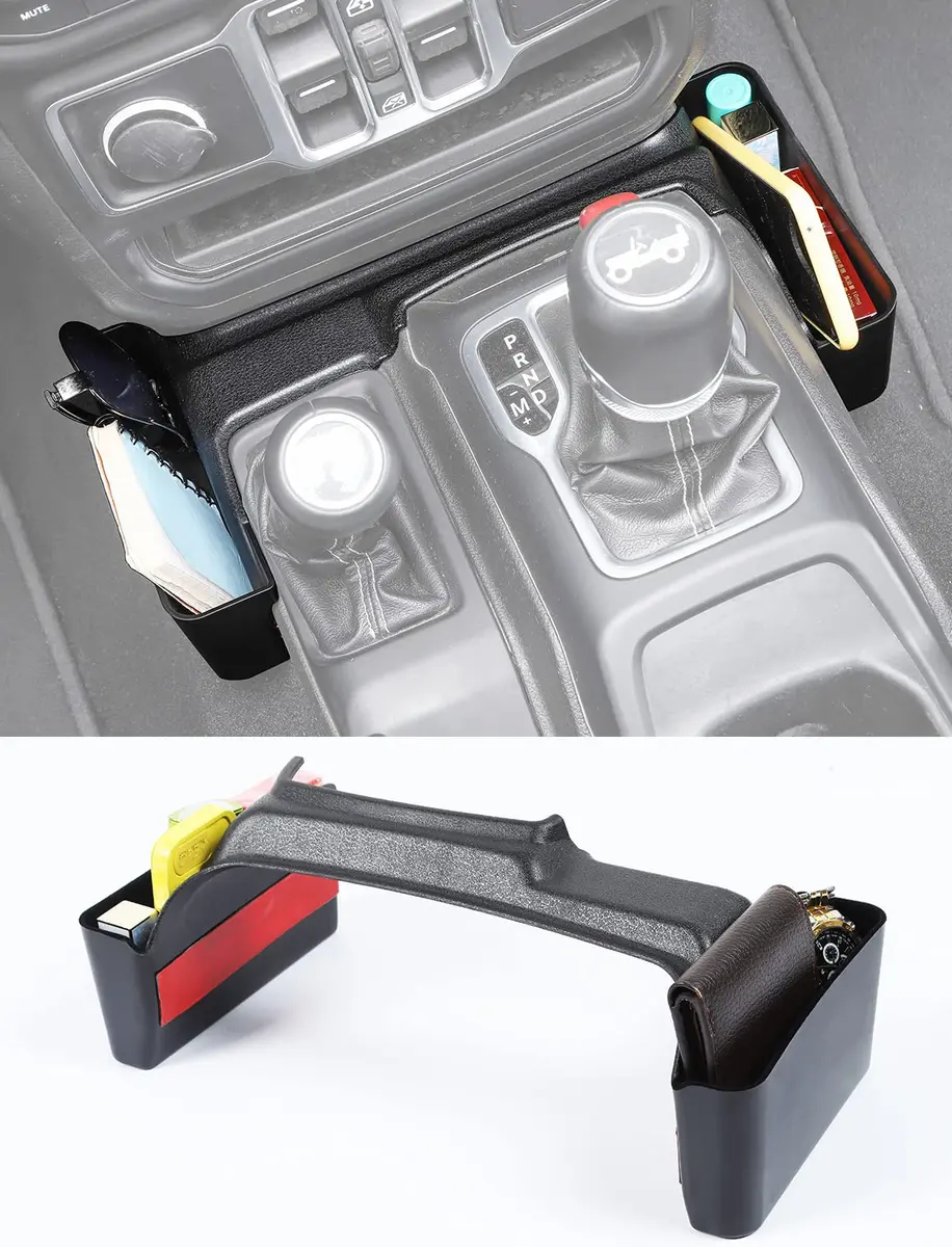 Savadicar GT-2 Shifter Storage Box with Microfibers | Jeep Wrangler & Gladiator Organizer, Black, 1 PC - main product image