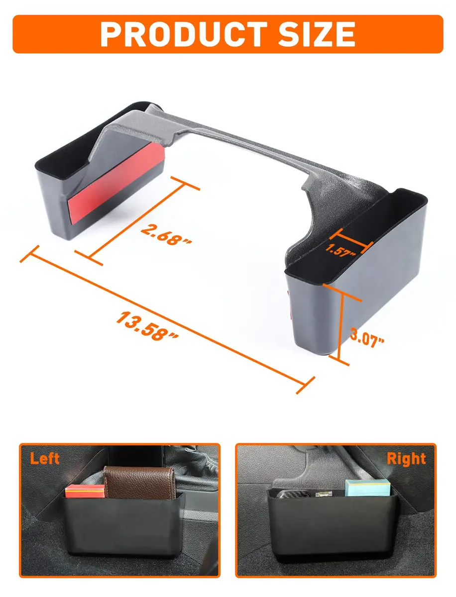 Savadicar GT-2 Shifter Storage Box with Microfibers | Jeep Wrangler & Gladiator Organizer, Black, 1 PC - view 6