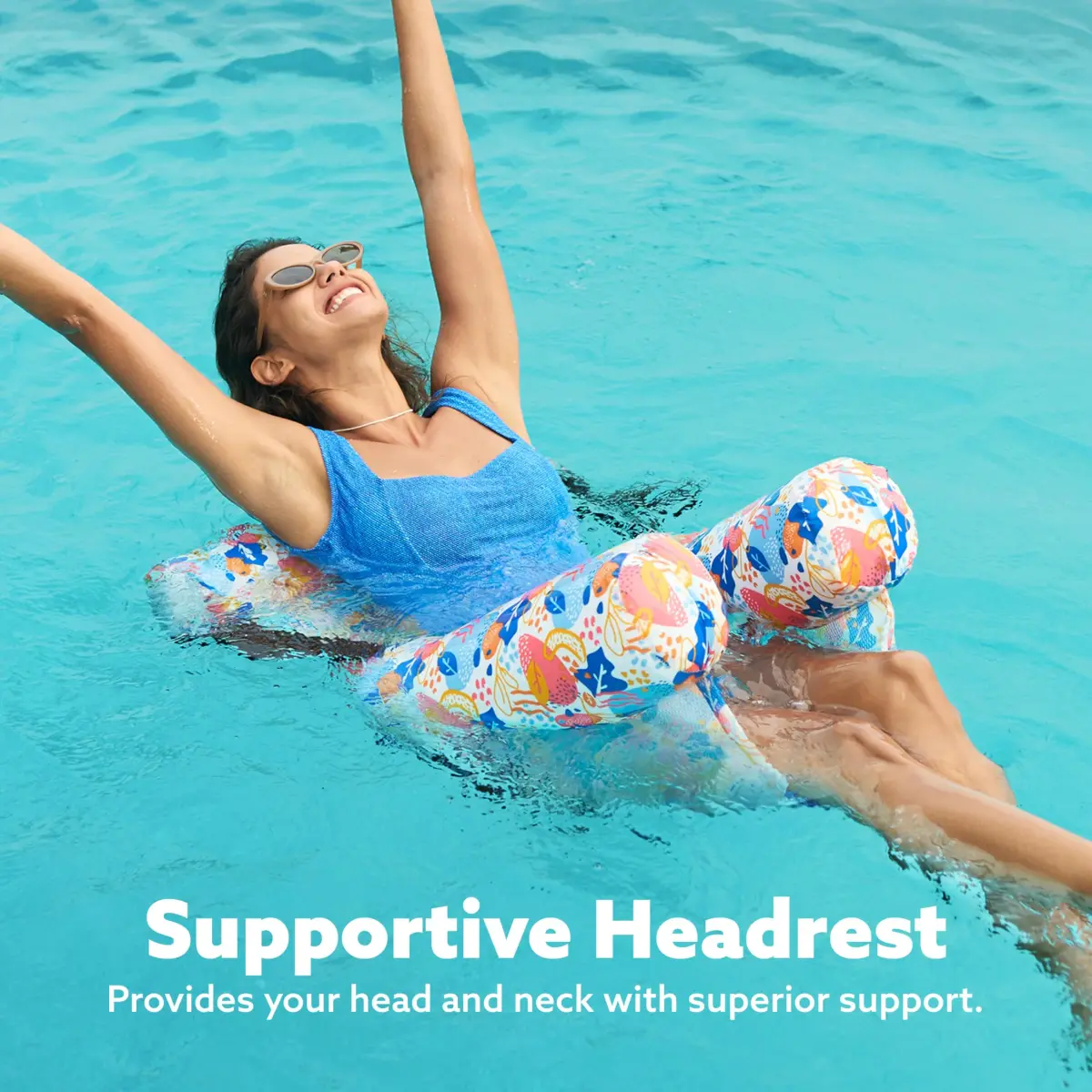 Sloosh Inflatable Pool Lounge Chairs 2-Pack Tropical Flowers | Adjustable Hammock Float for Adults - view 6