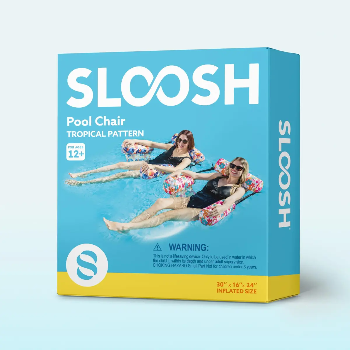 Sloosh Inflatable Pool Lounge Chairs 2-Pack Tropical Flowers | Adjustable Hammock Float for Adults - view 8