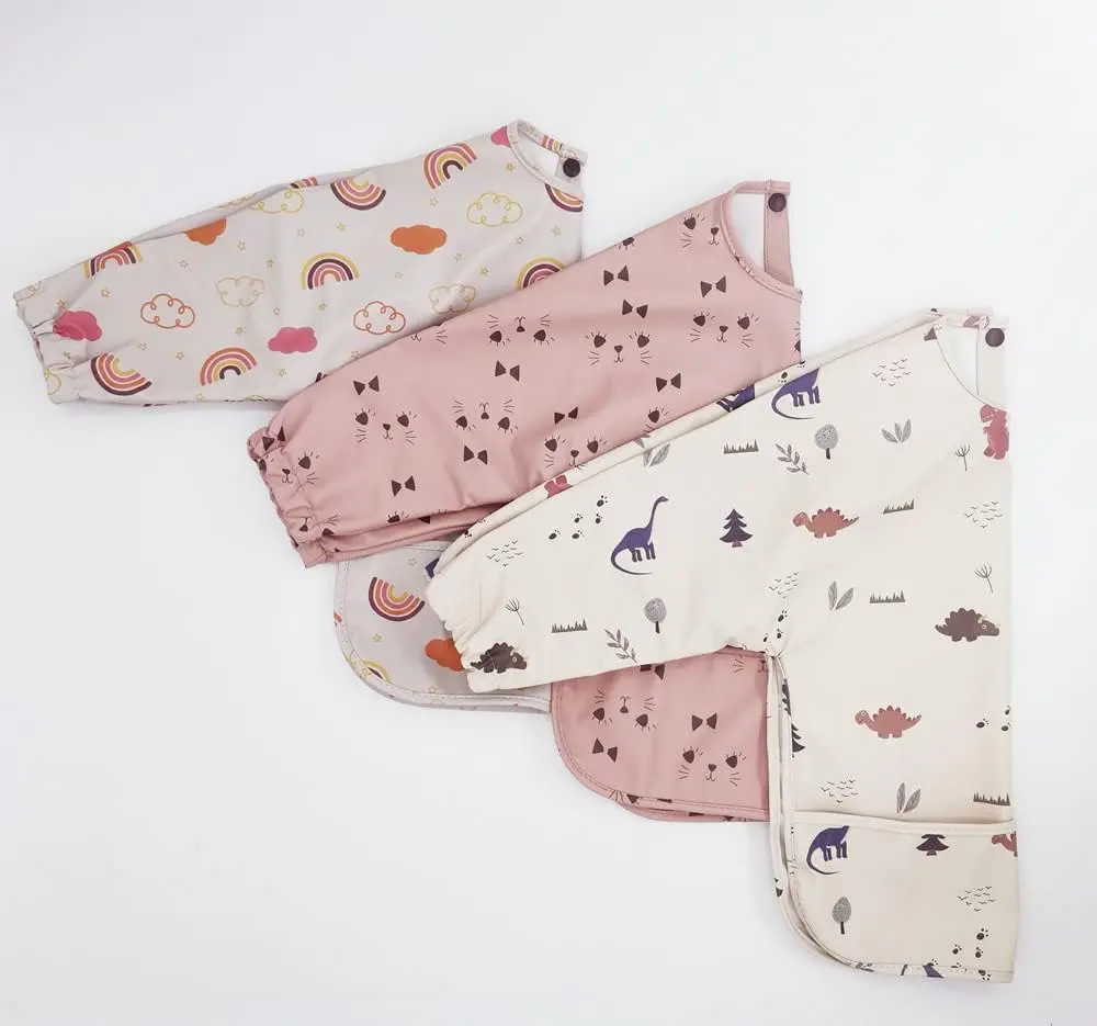 GZMM Waterproof Baby Bibs Long Sleeve Feeding Bib with Food Catcher, Easy Clean & Washable | Infant Toddler Bibs for 6-24 Months - view 6