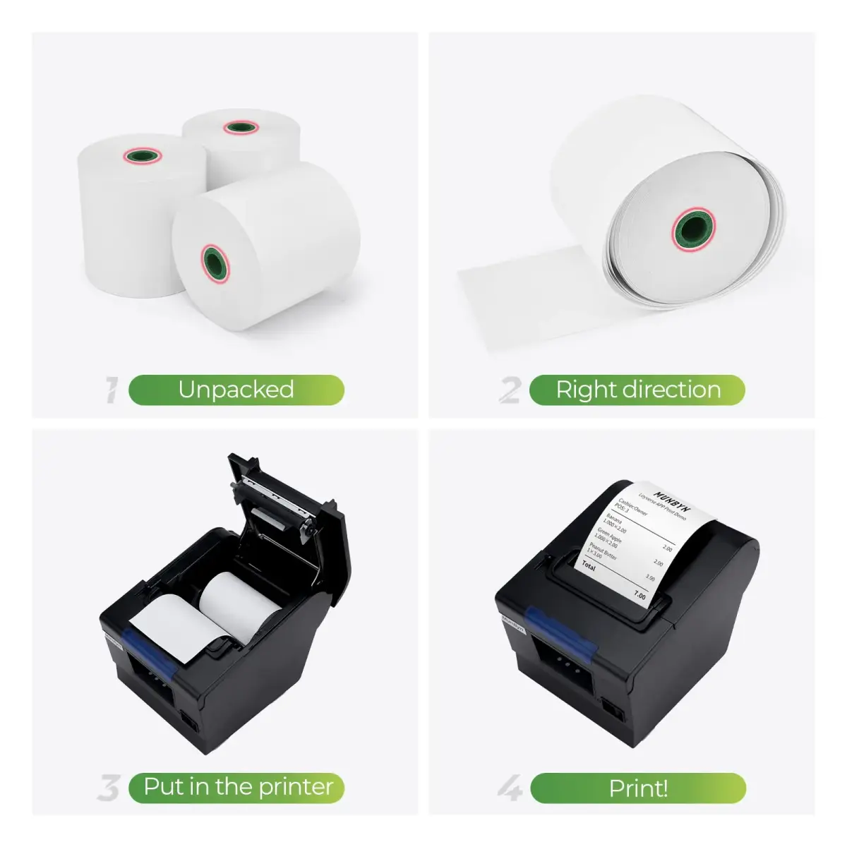 MUNBYN Thermal Receipt Paper 3 1/8" x 230ft (80mm x 70.1m) | BPA Free, 10 Rolls for POS Printers - view 6