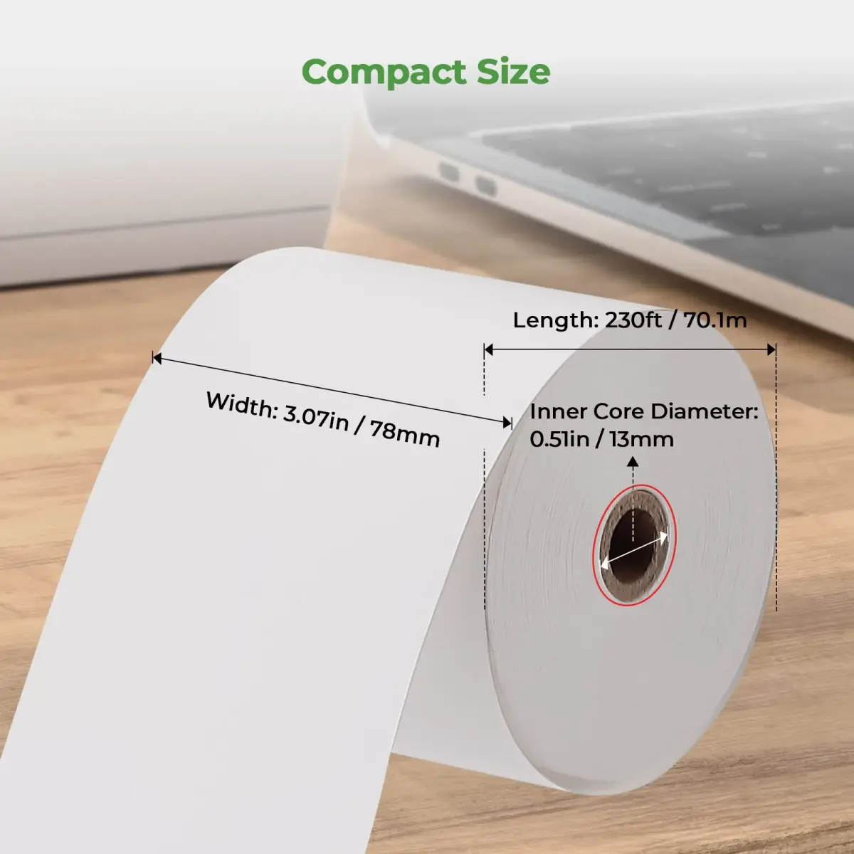 MUNBYN Thermal Receipt Paper 3 1/8" x 230ft (80mm x 70.1m) | BPA Free, 10 Rolls for POS Printers - view 2