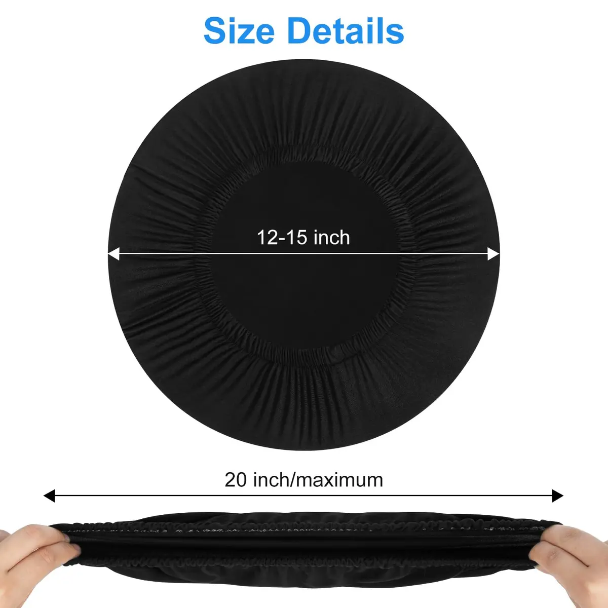 HFATMOS Black Round Stool Covers 2 Pcs | Elastic Circle Seat Slipcovers for 12-15 inch Stools - view 4