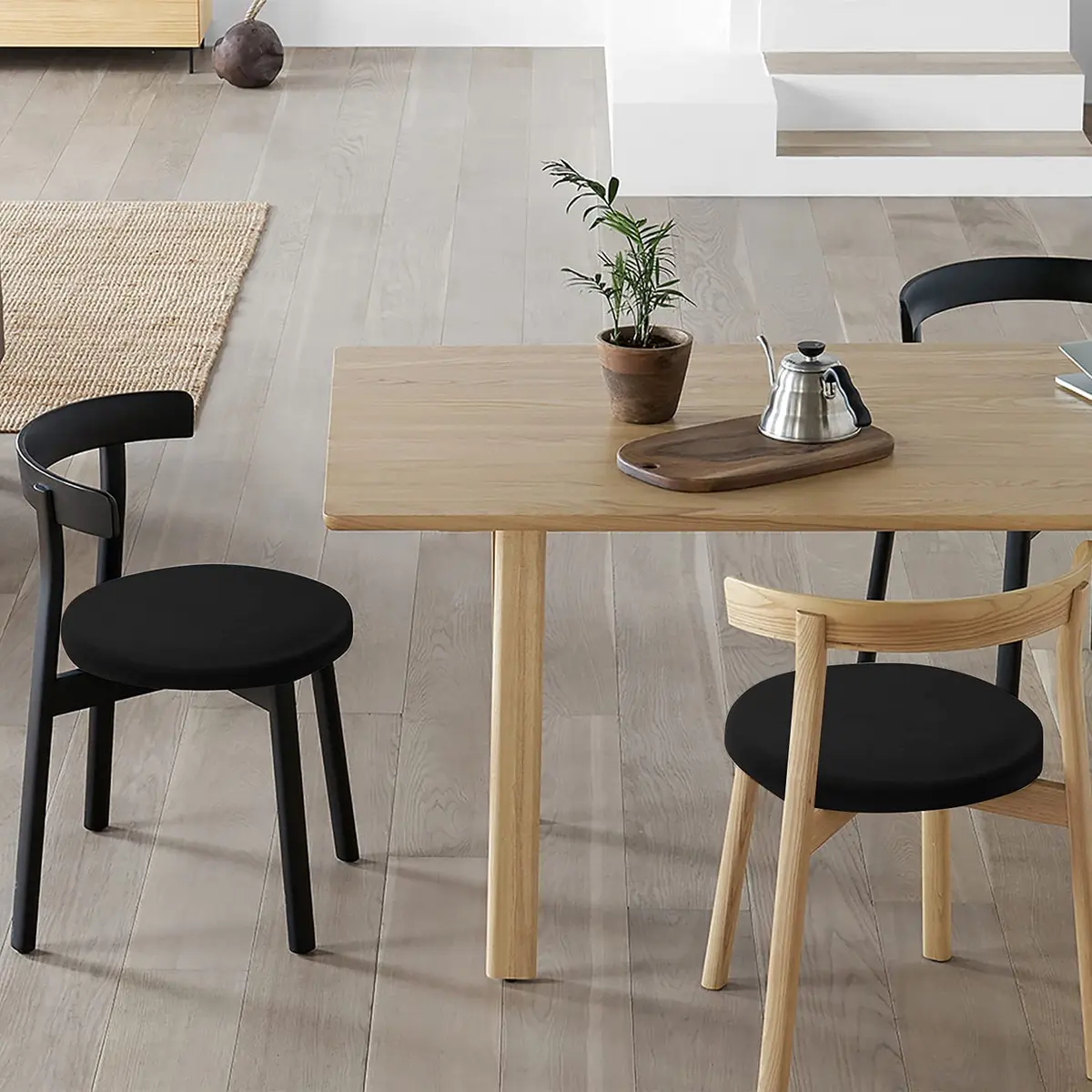 HFATMOS Black Round Stool Covers 2 Pcs | Elastic Circle Seat Slipcovers for 12-15 inch Stools - view 2