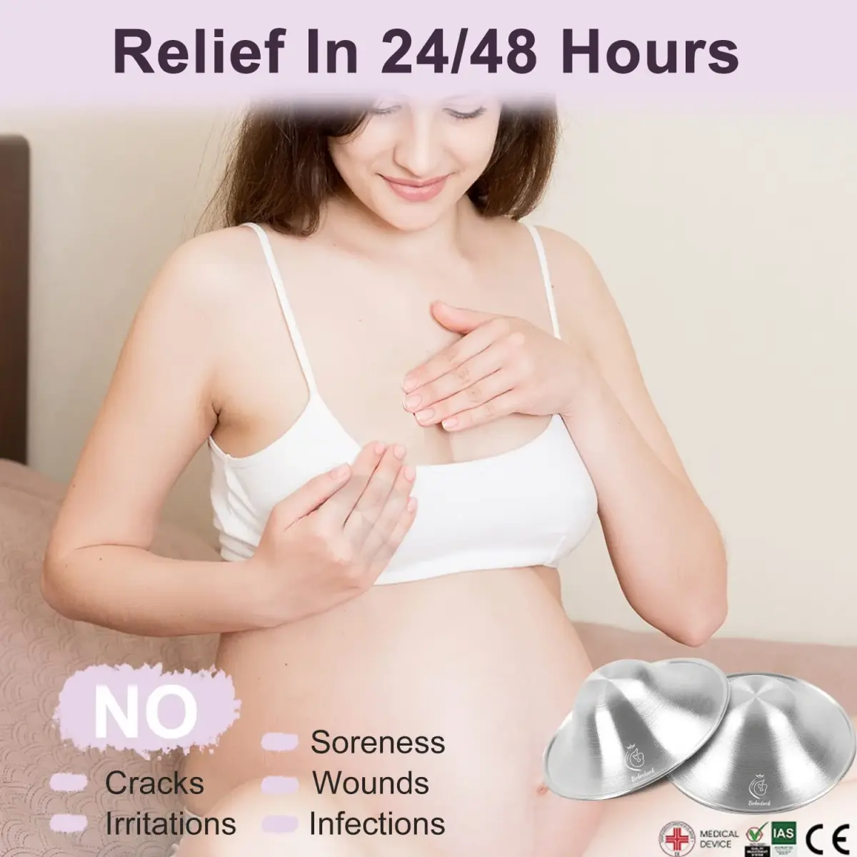 Boboduck 925 Silver Nipple Shields for Nursing Newborn | Protects Sore Nipples, Prevents Cracks & Infections (2-Pack, Standard Size) - view 4