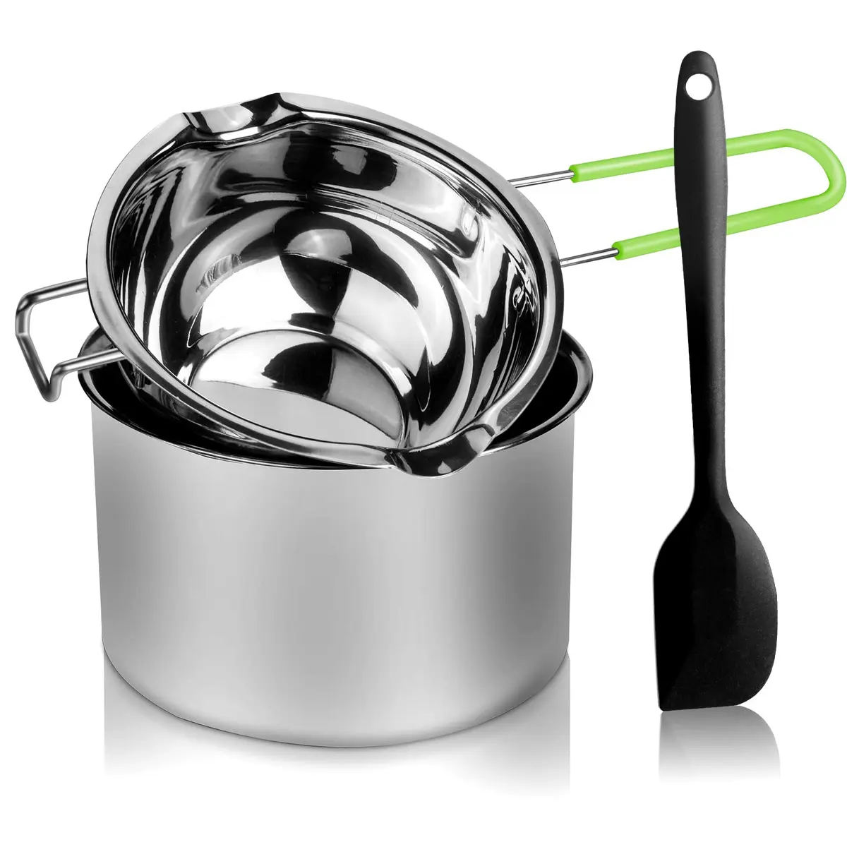 SONGZIMING Double Boiler Pot Set 600ml & 1600ml with Silicone Spatula | Induction Compatible Melting Pot - main product image
