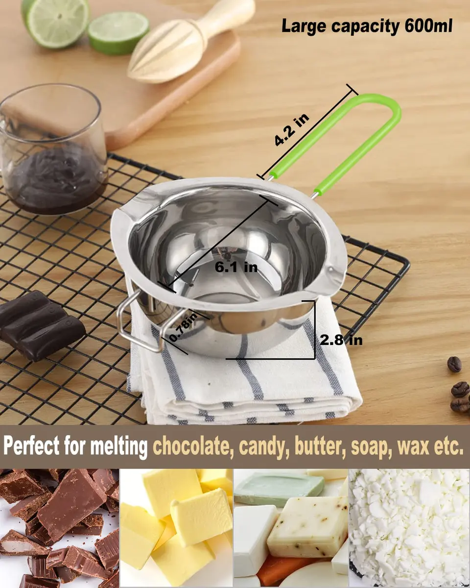 SONGZIMING Double Boiler Pot Set 600ml & 1600ml with Silicone Spatula | Induction Compatible Melting Pot - view 2