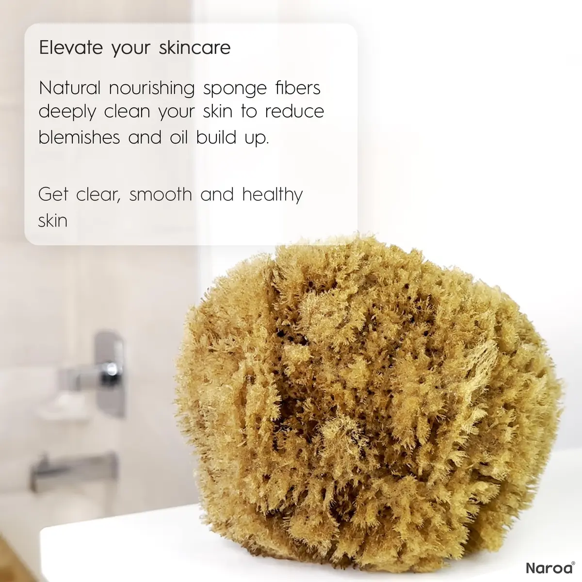 Naroa Exfoliating Natural Sea Sponge for Shower | Bath Loofah for Healthy Skin | Plastic Free (Medium) - view 6