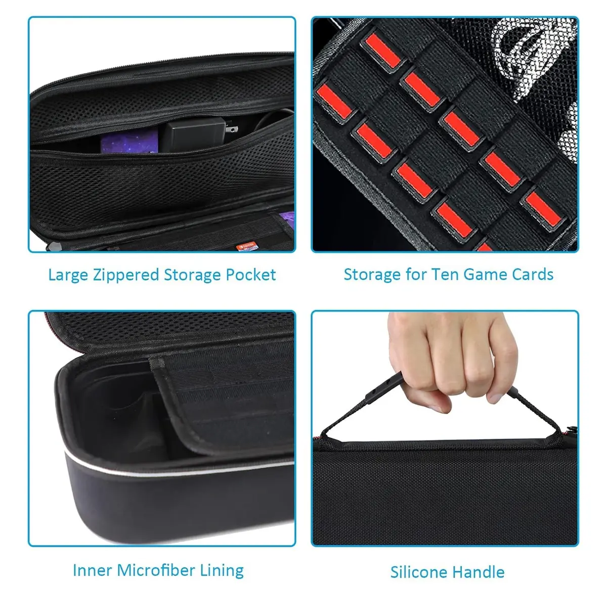 NexiGo Switch Controller Grip Carrying Case for Nintendo Switch/Switch OLED | 10 Game Card Holders, Waterproof, Drop & Dust Resistant - view 4