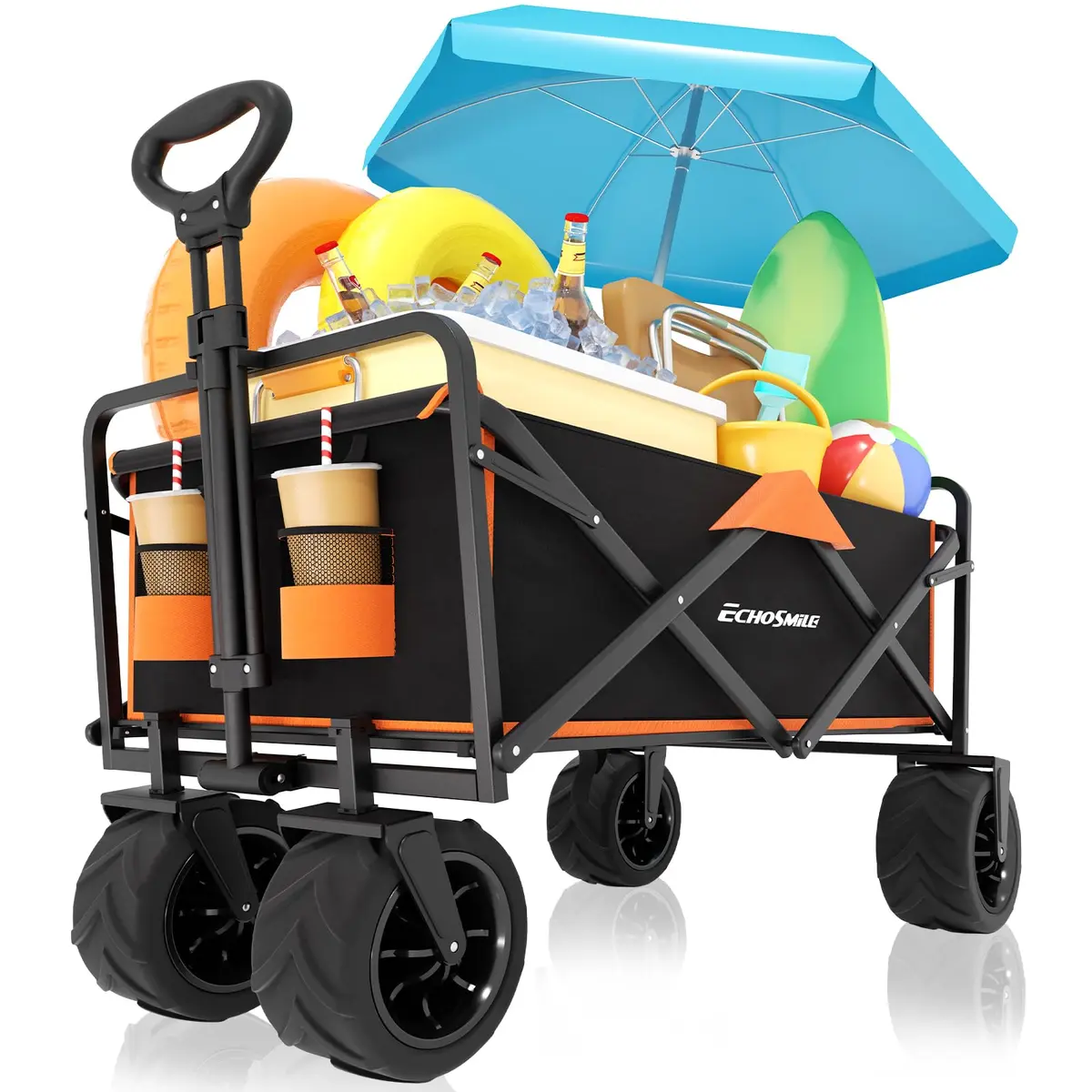 EchoSmile Utility Cart Wagon 35.4"x21.6"x19.6" | Heavy Duty 350Lbs Capacity, Foldable & Waterproof - main product image