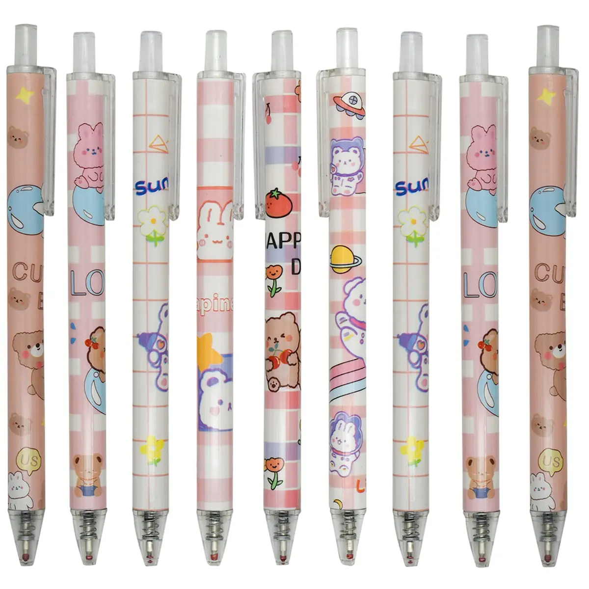 Maydahui Cartoon Bear Rabbit Gel Pen Set 12 pcs | Smooth Ink, Animal Design, 0.5mm Fine Point - main product image