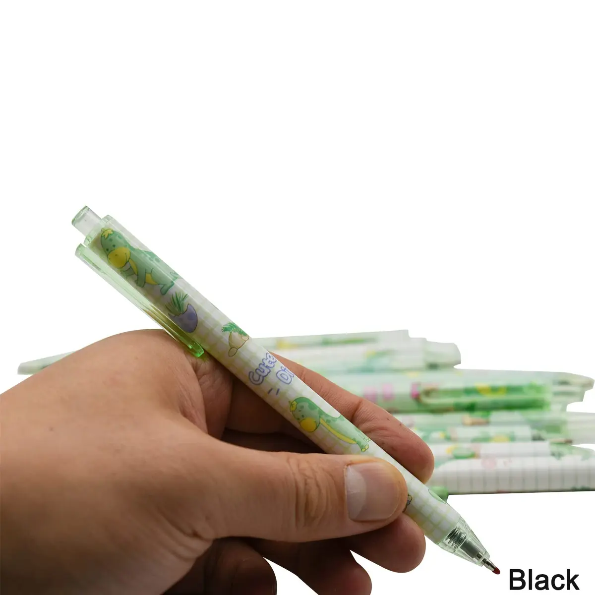 Maydahui Retractable Dinosaur Gel Pens 12-Pack (0.5mm Fine Point, Black Ink) | Smooth Writing for Students & Office - view 5