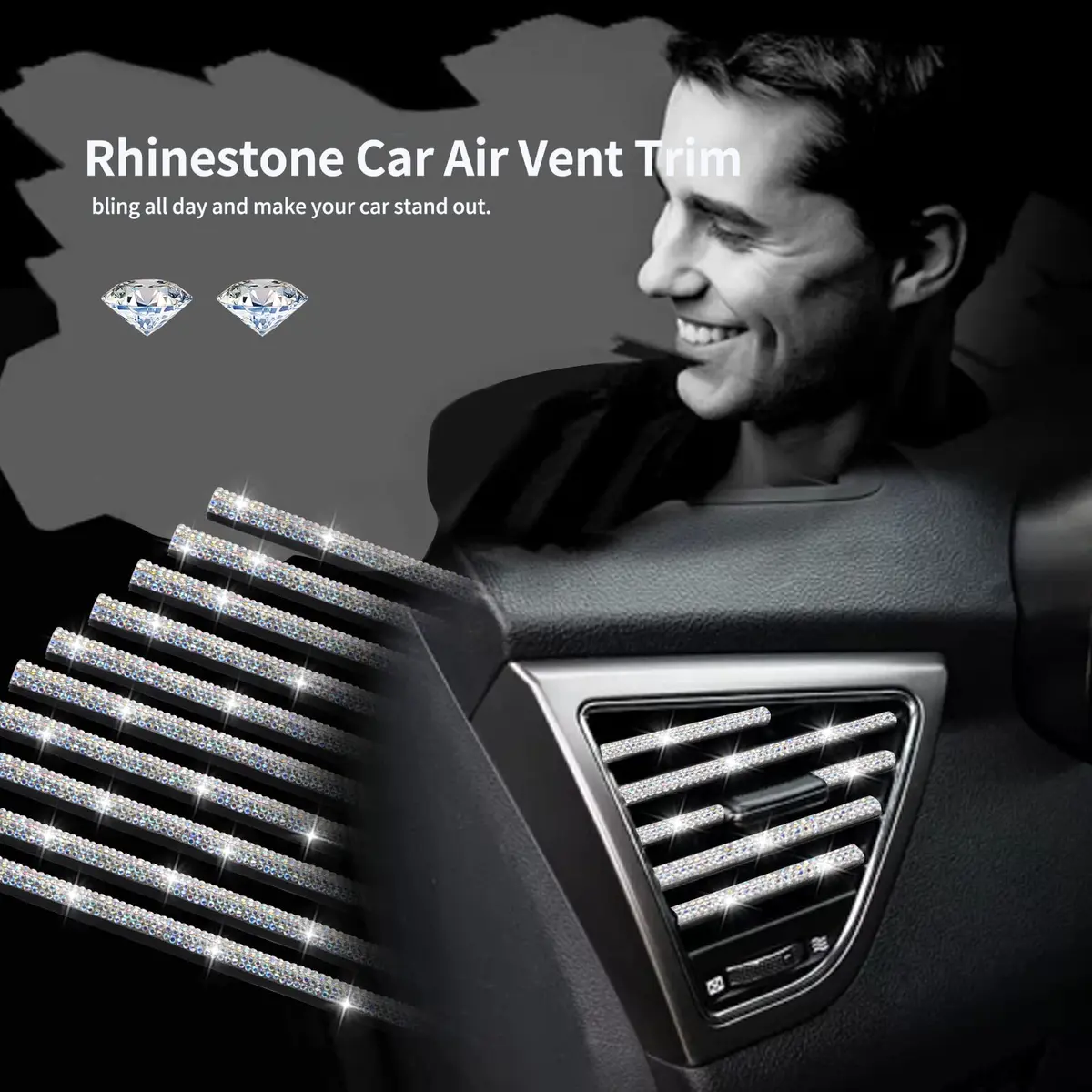 INSAUTO Bling Car Vent Outlet Trim 10-Pack | Sparkle Car Interior Decoration - view 8