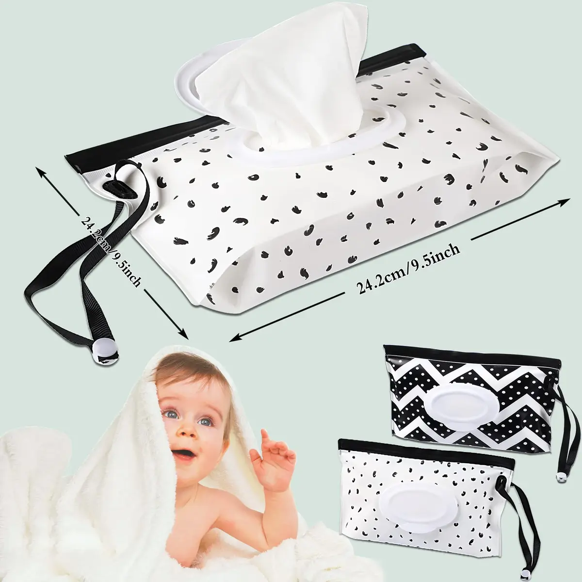 FEBSNOW Baby Wipe Dispenser 2 Pack | Portable Wet Wipe Holder Container for Diaper Bags - view 2