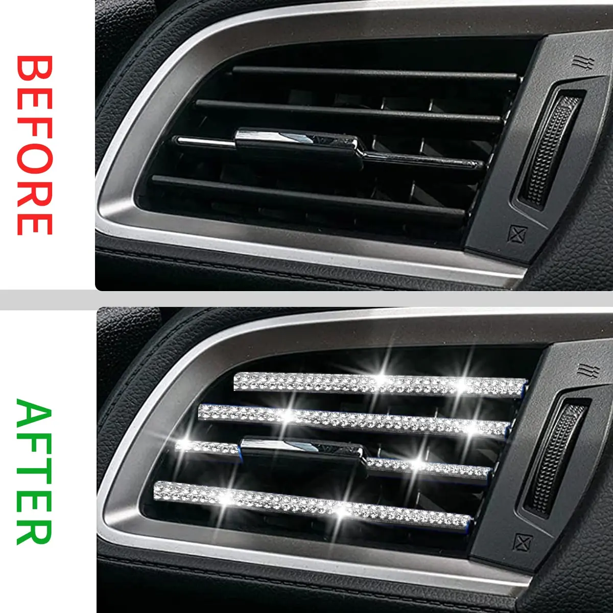 INSAUTO Bling Car Vent Outlet Trim 10-Pack | Sparkly Rhinestone Interior Decoration for Women - view 8